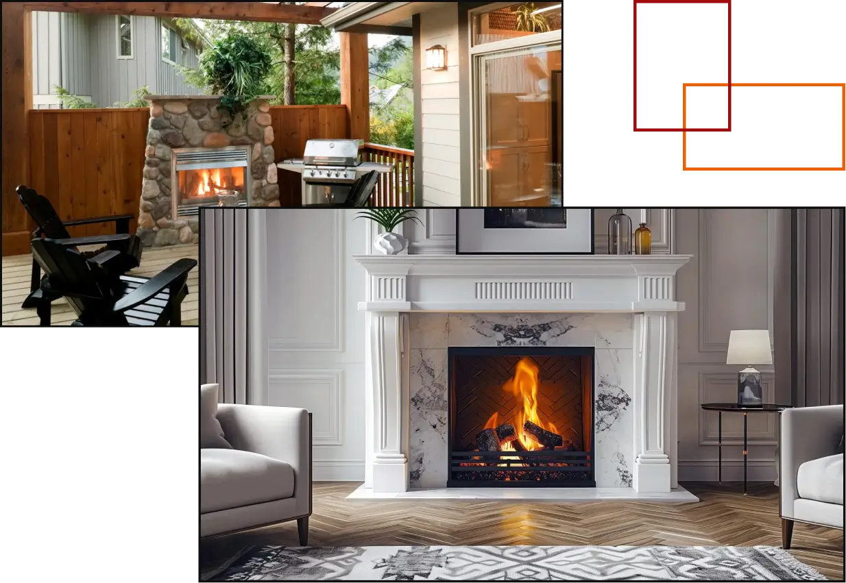 certified chimney sweep technician inspecting a fireplace flue with professional tools